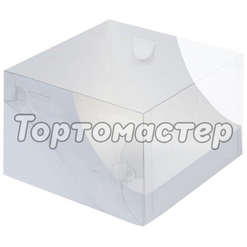 Коробка для торта с прозрачной крышкой белая 20,5х20,5х14 см 021140 ф