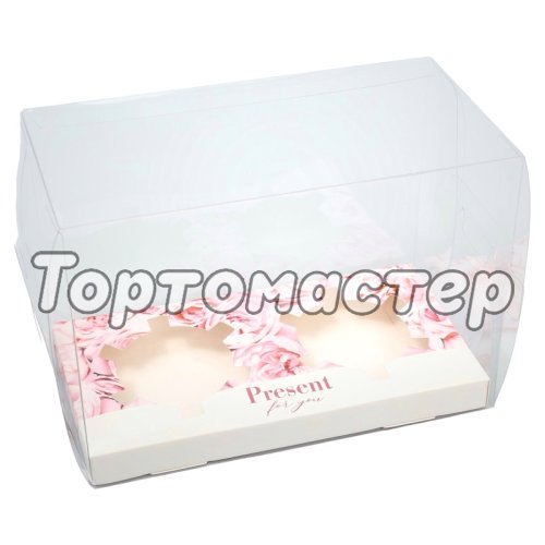 Коробка на 2 капкейка с окошком "Present" 16х8х11,5 см 10070655