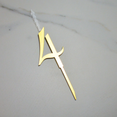 Свеча-топпер декоративная акриловая Цифра "4" Золото 