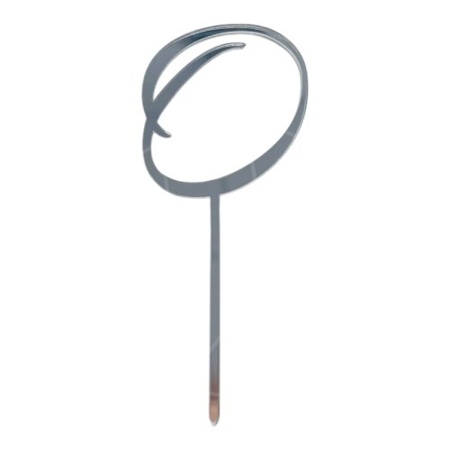 Топпер декоративный акриловый "Цифра 0 курсив" Серебро 