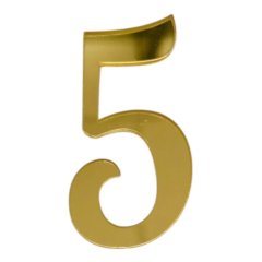 Топпер декоративный акриловый "Цифра 5 мини" Золото 