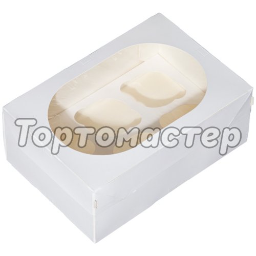 Коробка на 6 капкейков Muf Pro Window White ForGenika  ForG MUF 6 PRO I W W