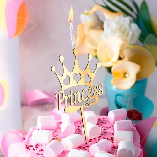 Свеча-топпер декоративная акриловая "Princess" Золото 