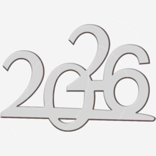 Набор топперов декоративных акриловых "2026" Серебро 4,5х3,5 см 4 шт ТСК171