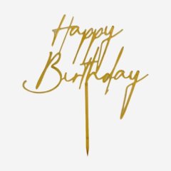 Топпер декоративный акриловый "Happy Birthday" Золото 
