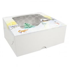 Коробка на 9 капкейков с окном Зима НКУ-30-со-Зима