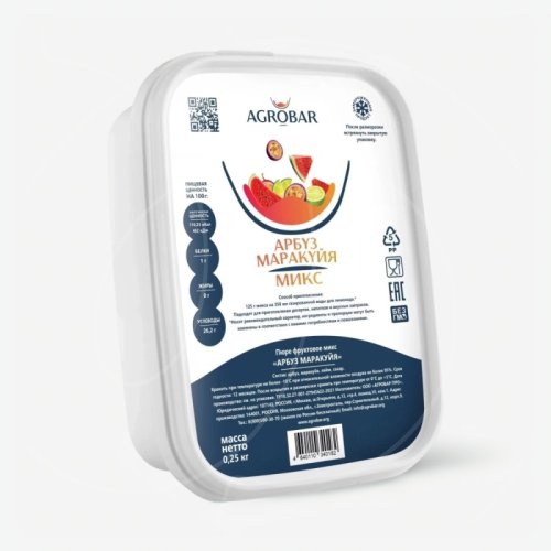 Пюре замороженное AGROBAR Арбуз-маракуйя 250 г 