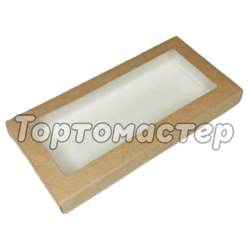 Коробка для шоколадной плитки Крафт 18х9х1,5 см ForGenika Chocolate Window Kraft ForG CHOCO I W K 180*90*15 