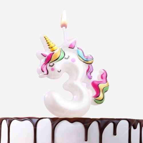 Свеча декоративная Цифра "3" Единорог 9485667