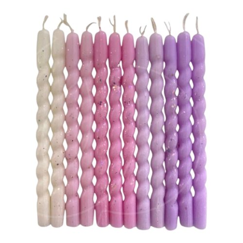 Свечи декоративные Белые, розовые, фиолетовые 12 шт 