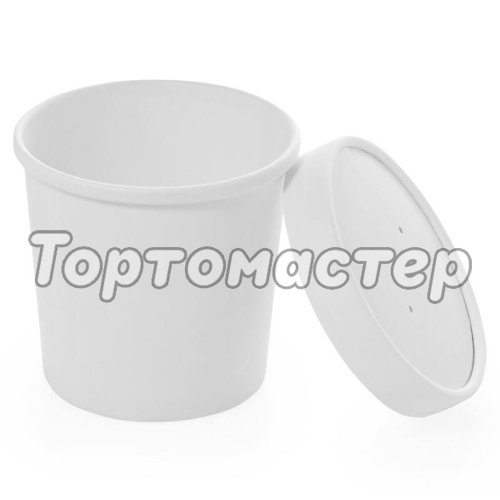 Контейнер Белый с картонной крышкой 445 мл ECO SOUP 16W