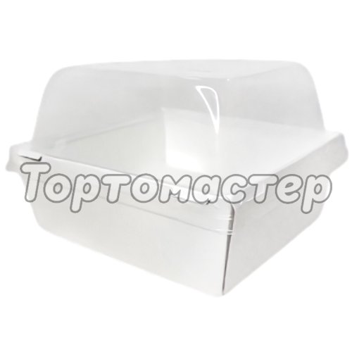 Коробка для бенто-торта и моти белая ForGenika 13х13х9,5 см дно 11х11 см SMART PACK 550 - W + Lid SmartPack 550 domе, ECO SmartPack 550 box, ForG SMART PACK Dome L W 112*112*85