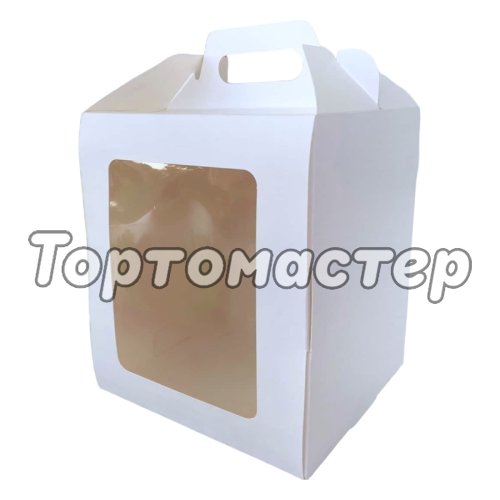 Коробка для торта/кулича с фронтальной загрузкой белая 15х15х18 см КУ-00678, КУ-678