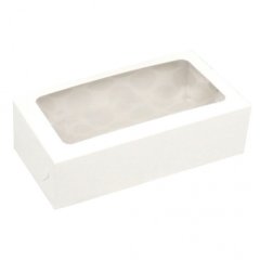 Коробка на 12 макарон с окном белая 18х11х5 см 00177