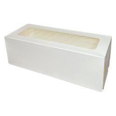 Коробка для рулета с окном Белая ForGenika Cake Roll Window White 30х12х10 см 10 шт ForG CAKE ROLL W 300*120*100ST