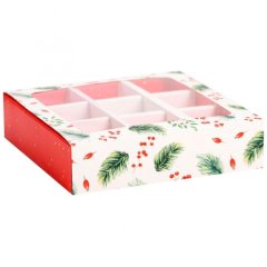 Коробка на 9 конфет с окном "Новогодняя" 14,5х14,5х3,5 см 7029261