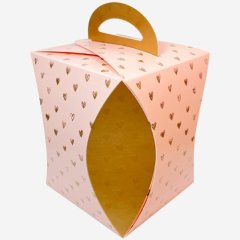 Коробка для кулича "Сердечки" розовая 12,5 см 46794