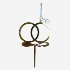 Свеча-топпер декоративная акриловая "Свадебные кольца" Золото 